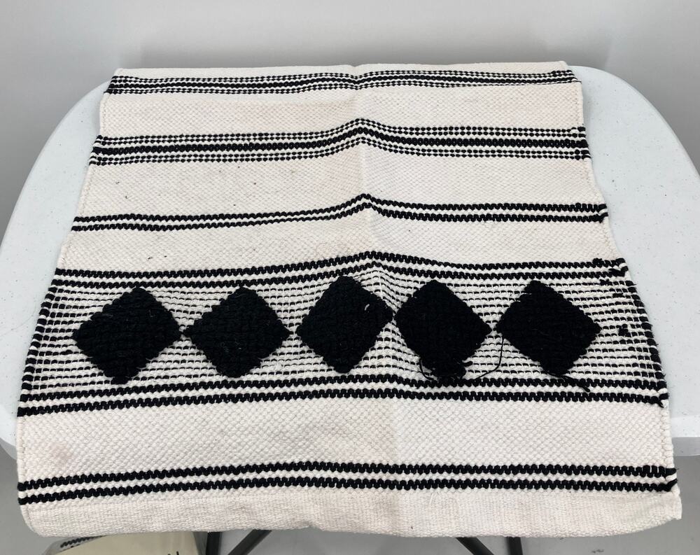 Caravan Boho Farmhouse Black White Woven Lightweight Kitchen Washable Home Rug